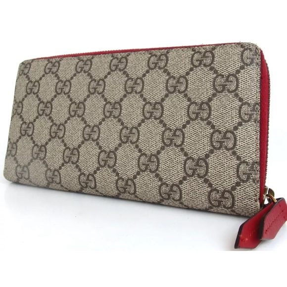GUCCI Wallet GG Supreme Cherry Zip Around purse AUTHENTIC ๐ - Picture 2 of 10